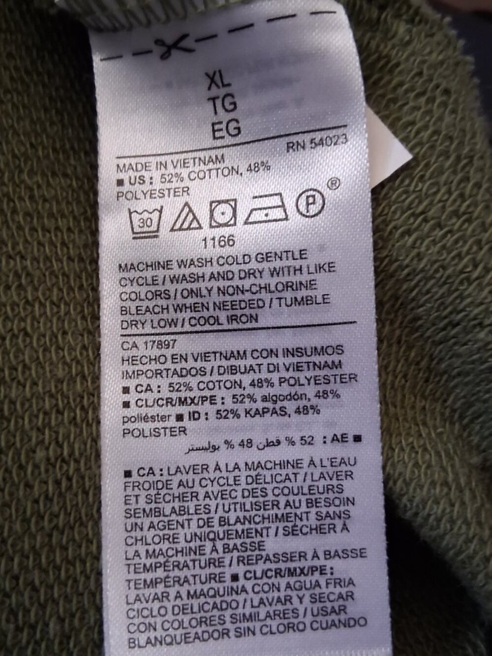 Old Navy-Olive Green-Long Sleeve-Sweatshirt-Back Keyholes-Woman's-XL - Picture 5 of 5